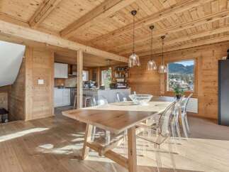 Experience the warmth and charm of this stunning wooden interior.