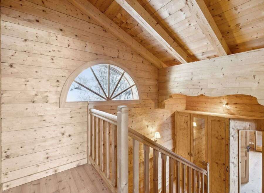Step into a world of rustic charm with this stunning wooden interior.