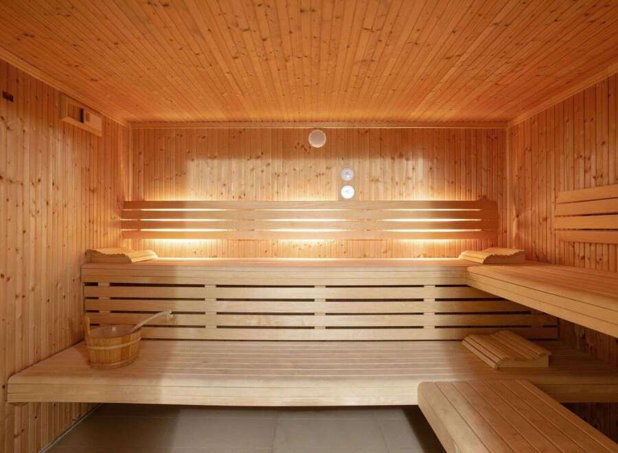 Step into relaxation with this stunning sauna, a perfect addition to any home spa.