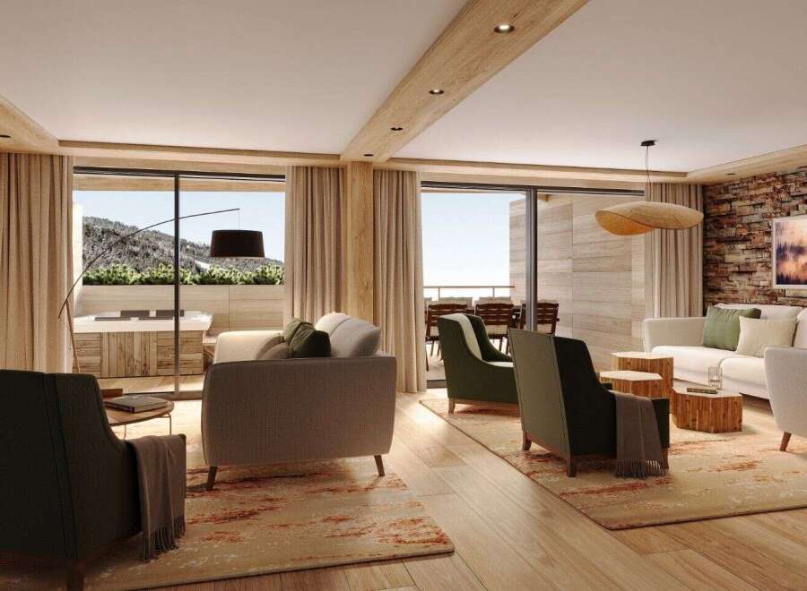 Experience luxury living in this stunning property, featuring a spacious living room with natural light and breathtaking views.