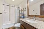 This stunning bathroom boasts a modern design with a touch of elegance.