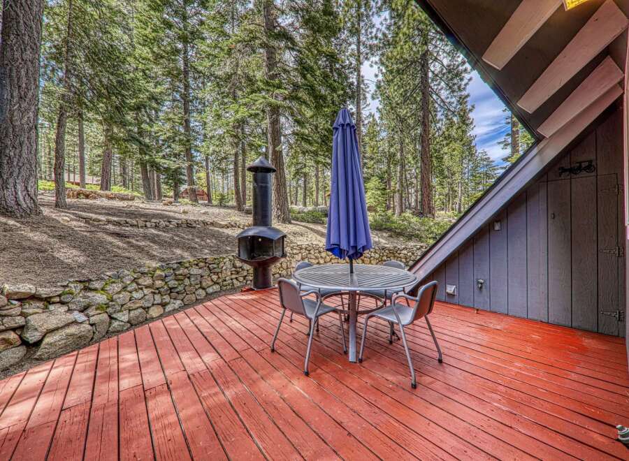 Enjoy the tranquility of nature from this charming outdoor space.