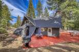 Nestled amidst towering trees, this charming cabin offers a serene escape.