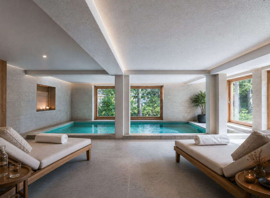 Indulge in luxury with this stunning indoor pool, perfect for relaxation and rejuvenation.
