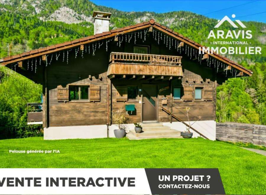 Discover a charming wooden chalet nestled in a picturesque mountain setting.