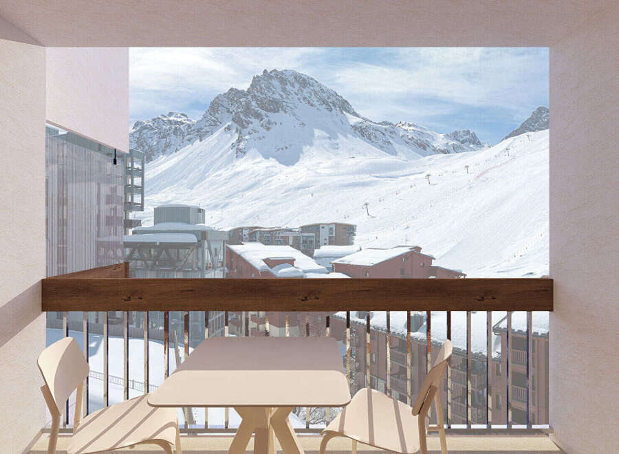 Experience breathtaking mountain views from this charming balcony, perfect for enjoying your morning coffee or evening wine.