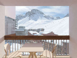 Experience breathtaking mountain views from this charming balcony, perfect for enjoying your morning coffee or evening wine.