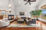Step into luxury with this stunning living room featuring a cozy fireplace, perfect for chilly evenings.