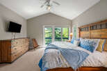 This stunning bedroom boasts a spacious layout and a serene atmosphere, perfect for relaxation.