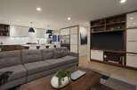 This stunning modern home features an open-concept living space with a gourmet kitchen and a cozy living area.