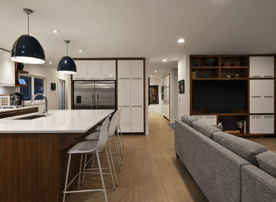 Step into modern luxury with this stunning kitchen and living space.