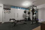 This home gym is the perfect space for fitness enthusiasts.