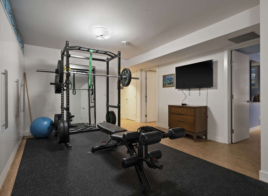 This home gym is the perfect space for a dedicated workout routine.