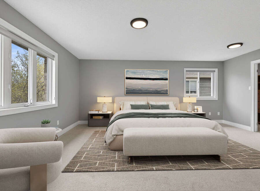 Step into a serene bedroom retreat, designed for ultimate comfort and style.