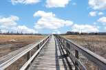 Discover the tranquility of this stunning property, featuring a picturesque wooden boardwalk that leads you through a serene natural landscape.
