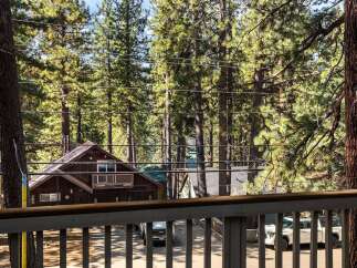 Nestled amidst towering trees, this charming property offers a serene escape.