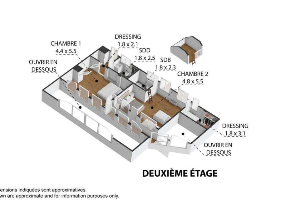 Explore this stunning property featuring two spacious bedrooms, each with ample dimensions for comfortable living.