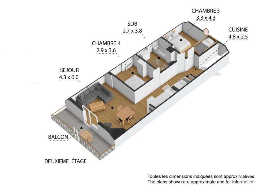 Discover this charming apartment featuring a spacious living area, perfect for relaxation and entertaining.