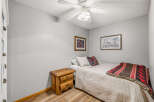 Cozy bedroom with a comfortable bed, perfect for relaxation.