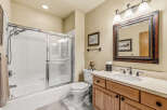 This inviting bathroom features a bright and airy design with a clean, modern aesthetic.
