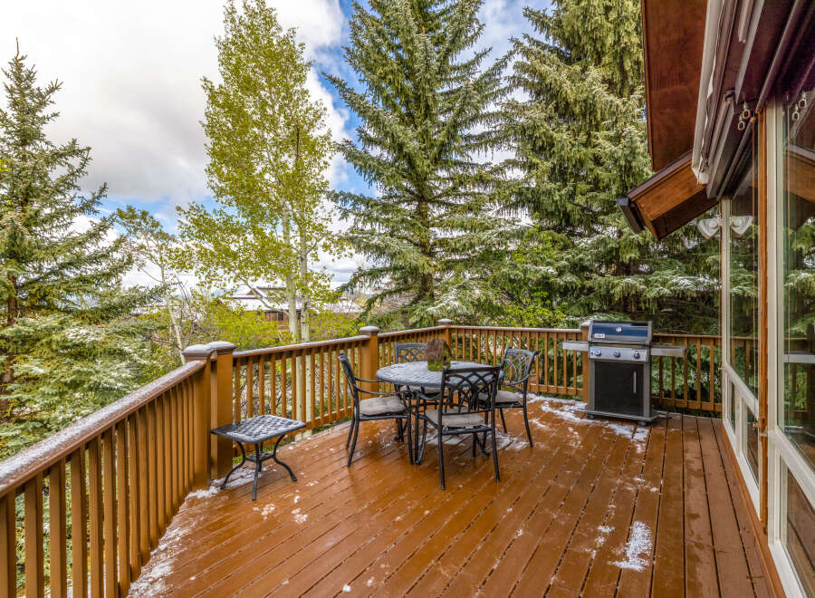 Enjoy the beauty of nature from this stunning outdoor deck.