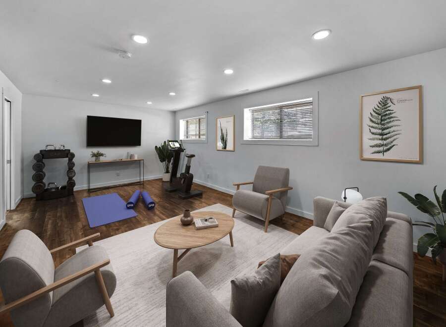 Discover the perfect blend of fitness and relaxation in this stunning living space.