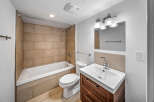 Step into this beautifully designed bathroom featuring a modern vanity and a sleek, white sink.