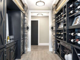 Step into luxury with this stunning wine cellar, a perfect addition to any home.