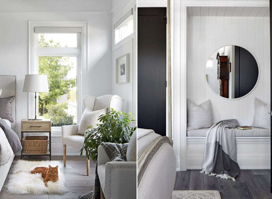 This stunning property boasts a bright and airy bedroom with a cozy seating area, perfect for relaxation.
