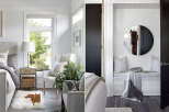 This stunning property boasts a bright and airy bedroom with a cozy seating area, perfect for relaxation.