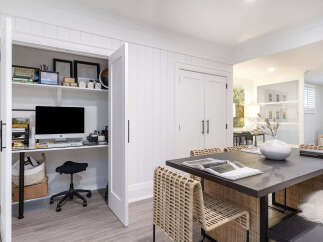 Discover the perfect blend of functionality and style in this stunning home office.