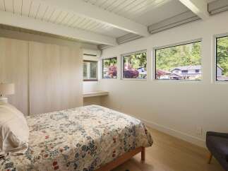 This stunning bedroom boasts a modern design with clean lines and ample natural light.