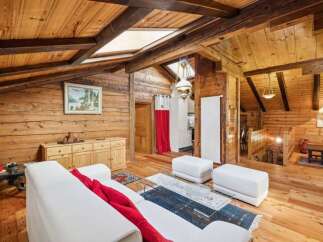Step into rustic elegance with this stunning log cabin-style home.