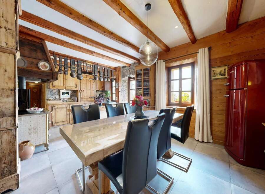 Step into rustic elegance with this stunning dining room.