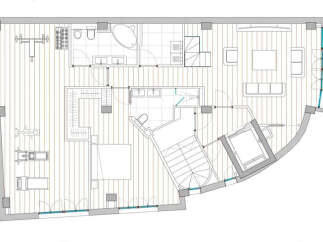 Discover luxury living in this stunning property! This floor plan showcases a modern design with spacious rooms, including a master suite, a well-equipped gym, and a stylish living area.