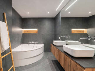 Step into luxury with this modern bathroom design.