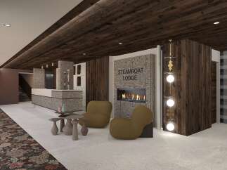Step into the inviting Steamboat Lodge, where rustic charm meets modern elegance.