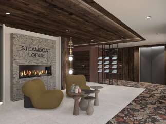 Step into the inviting Steamboat Lodge, where luxury meets comfort.
