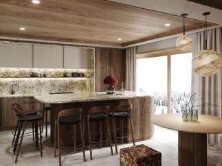 This stunning kitchen boasts a modern design with a touch of rustic charm, perfect for entertaining and everyday living.