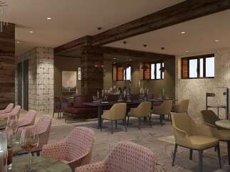 Step into a world of refined elegance in this stunning restaurant interior.