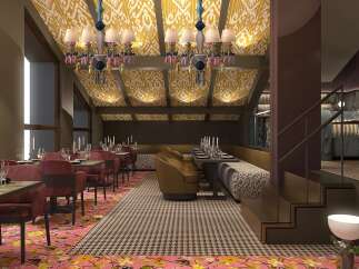 Step into a world of refined elegance in this stunning restaurant interior.
