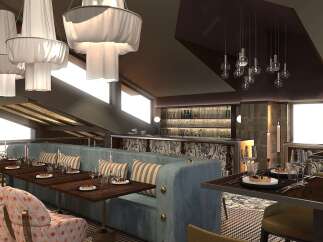 Step into a world of elegance and sophistication in this stunning restaurant interior.