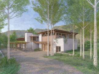 Nestled amidst a serene landscape, this architectural marvel showcases a harmonious blend of modern design and natural beauty.
