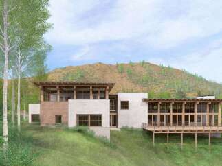Nestled in a serene natural setting, this stunning property showcases modern architectural design.