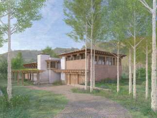 Nestled amidst a serene aspen grove, this modern mountain home offers a harmonious blend of natural beauty and architectural elegance.