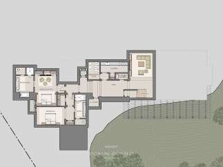 Explore this meticulously designed basement layout, featuring three spacious bedrooms, including two suites, and two full bathrooms, plus an additional powder room.