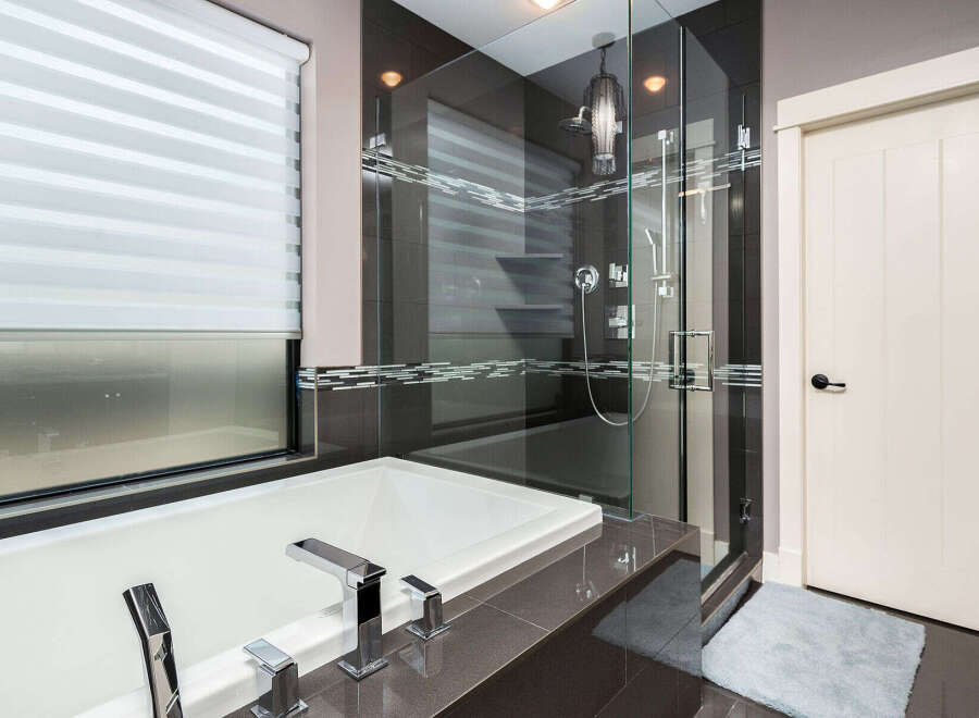 Step into luxury with this modern bathroom design.