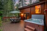 Relax and unwind in this stunning property featuring a luxurious hot tub, perfect for enjoying the serene surroundings.