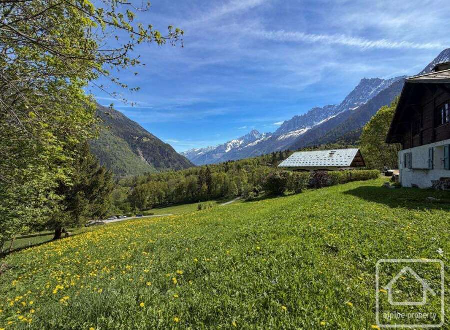 Discover your dream home in this stunning alpine setting! This property boasts breathtaking mountain views, a lush green meadow, and a charming chalet-style house.