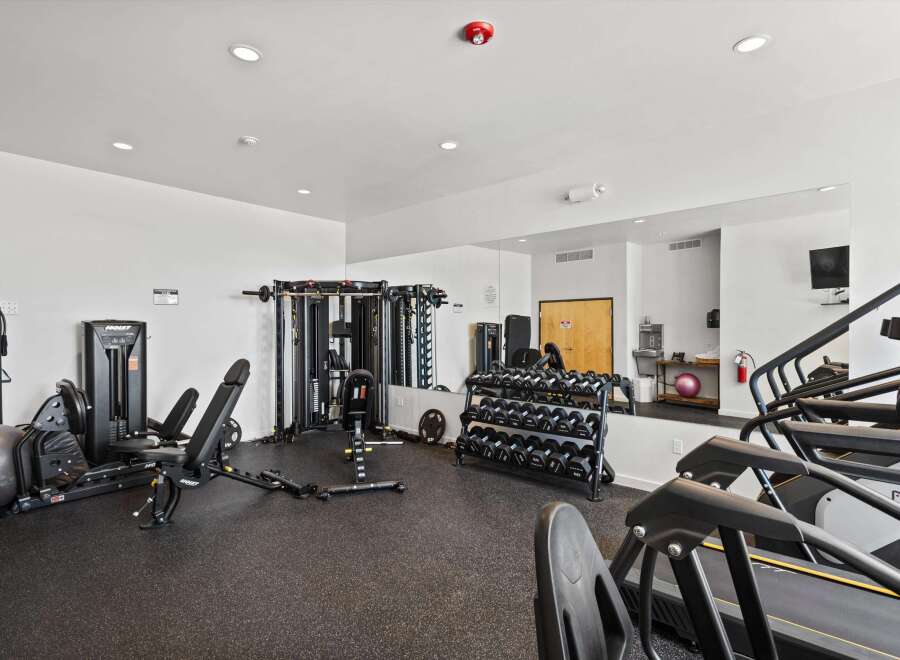 This well-equipped fitness center offers a variety of workout options.